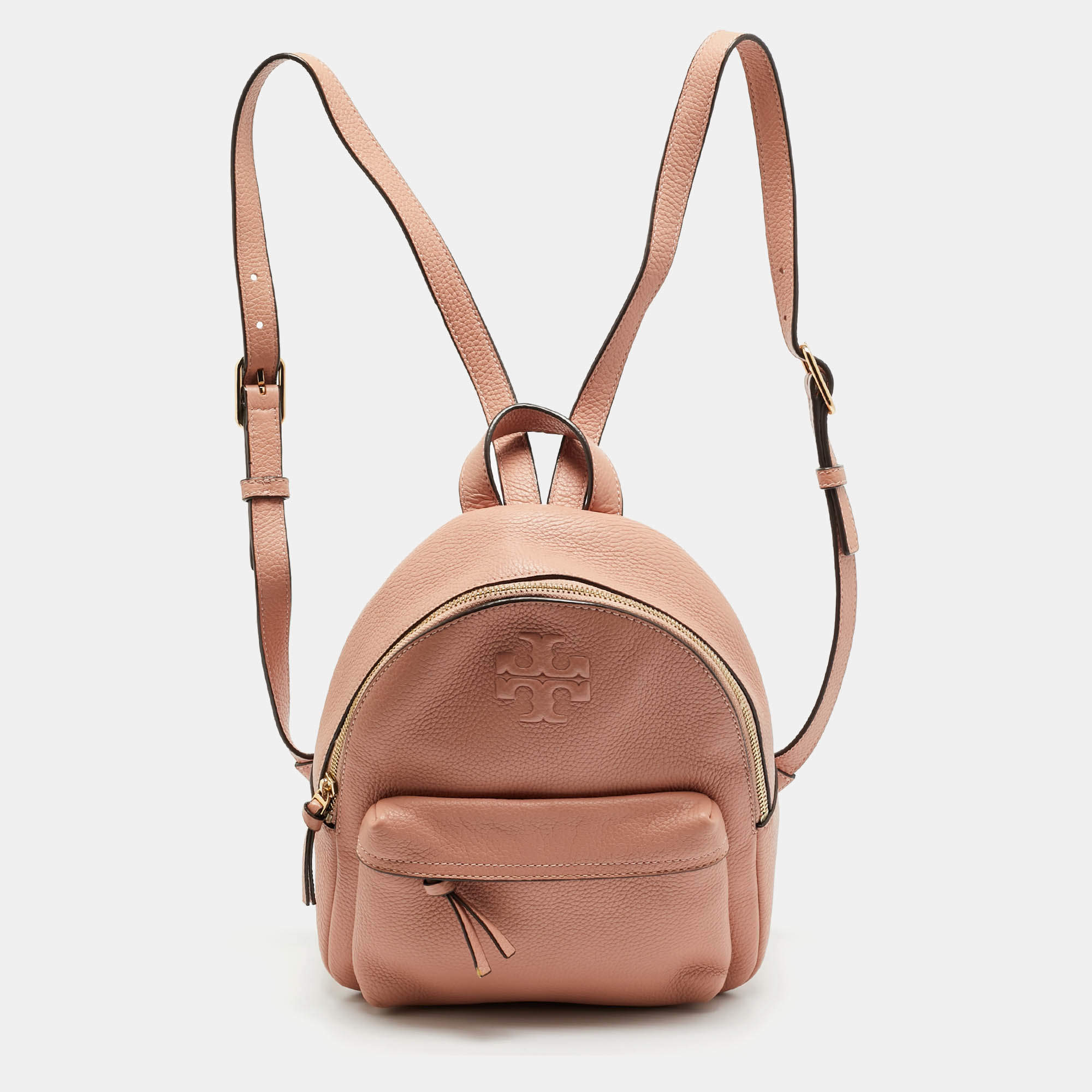 Pre Owned Tory Burch Thea Mini Peach Leather Backpack