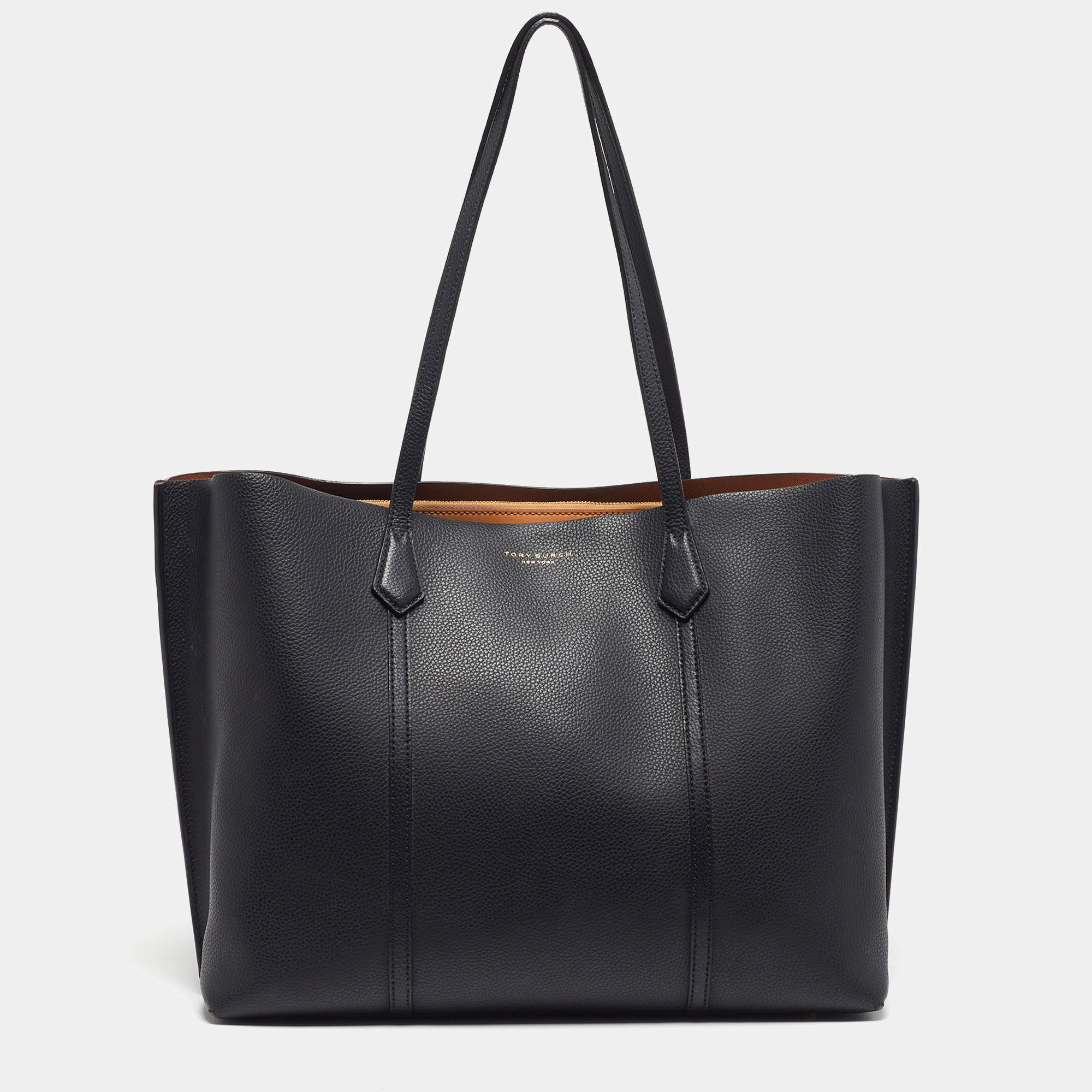 مملوكة مسبقًا Tory Burch Triple Compartment Perry Large Black Leather Tote