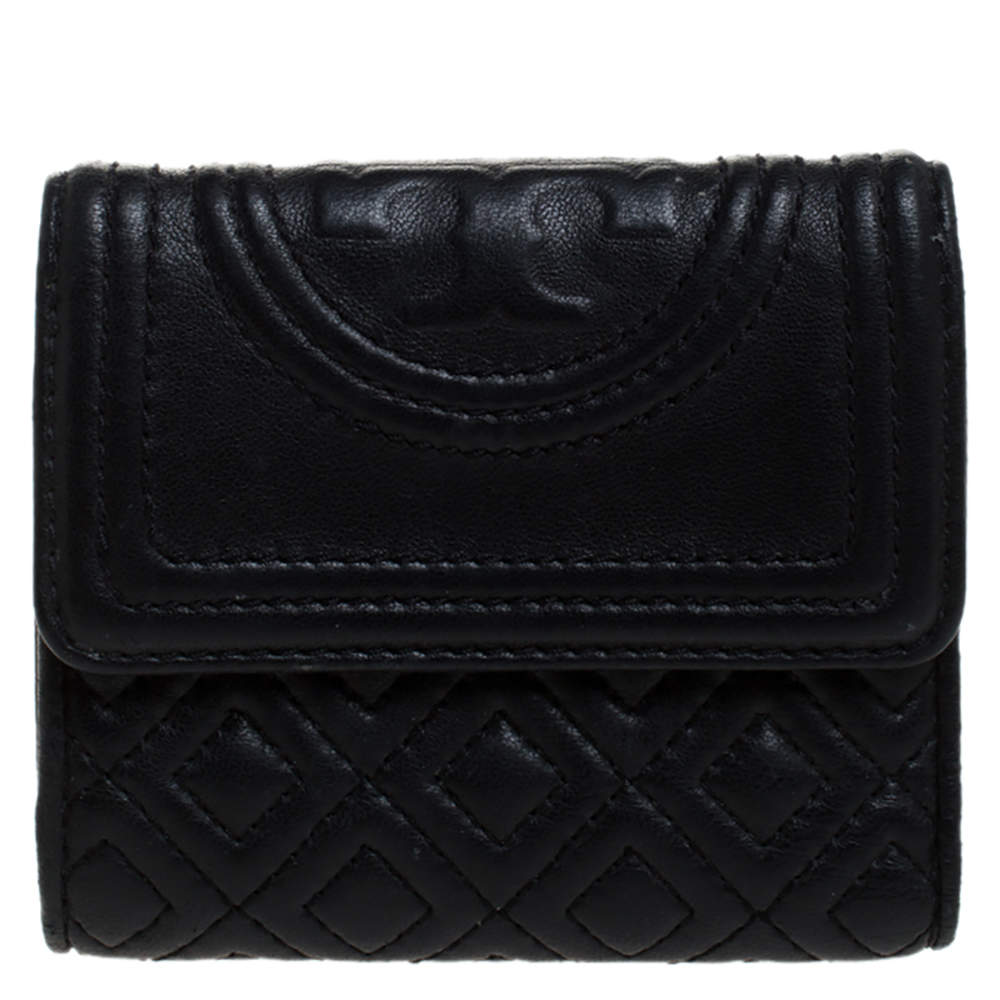 Tory Burch Black Leather Fleming Trifold Wallet Tory Burch | The Luxury ...