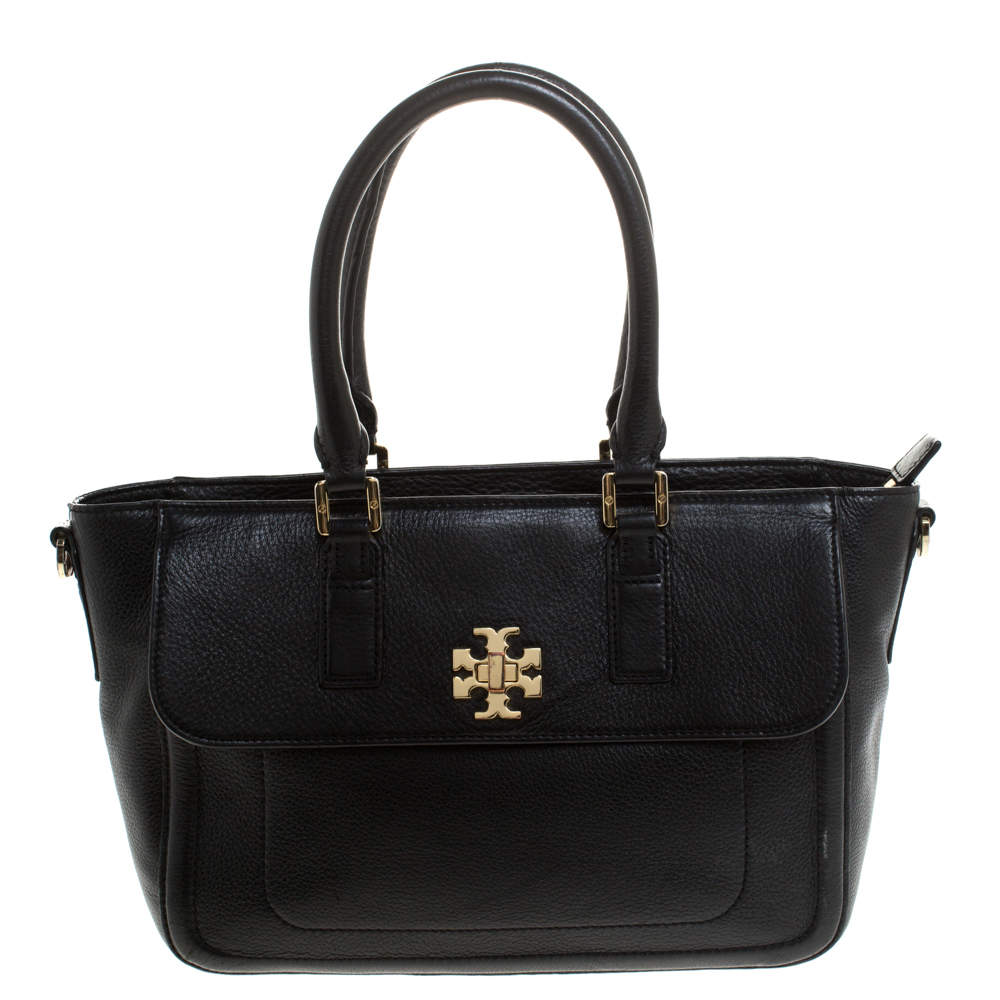 tory burch black leather handbag