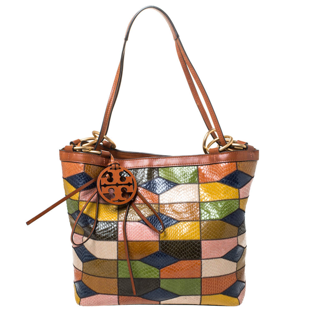 Tory Burch Multicolor Snakeskin and Leather Farah Patchwork Hobo Tory Burch  | TLC