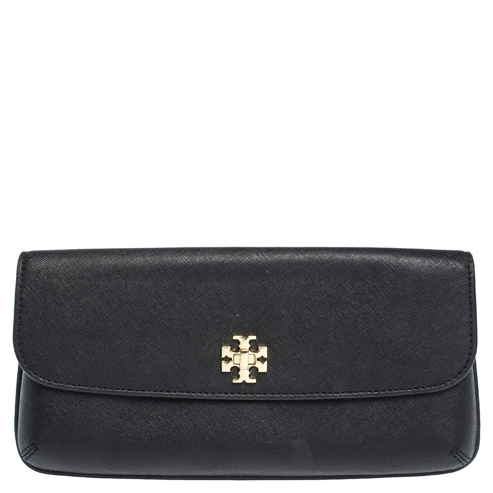 Pre Owned Tory Burch Black Leather Diana Clutch