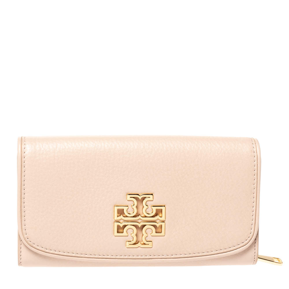 Tory Burch Blush Pink Leather Britten Duo Continental Wallet