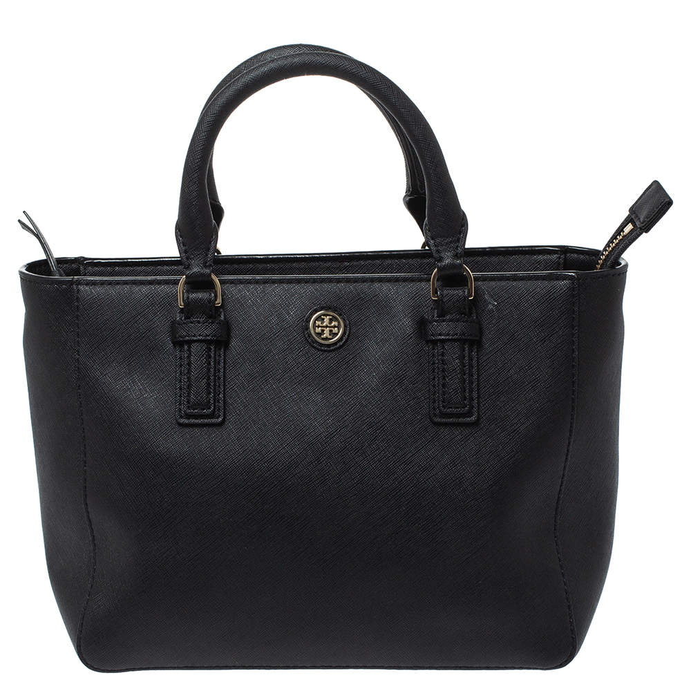 Tory Burch Black Leather Mini Robinson Tote Tory Burch | The Luxury Closet