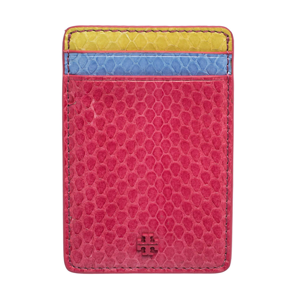 مملوكة مسبقًا Tory Burch Multicolor Snakeskin Effect Leather Card Holder