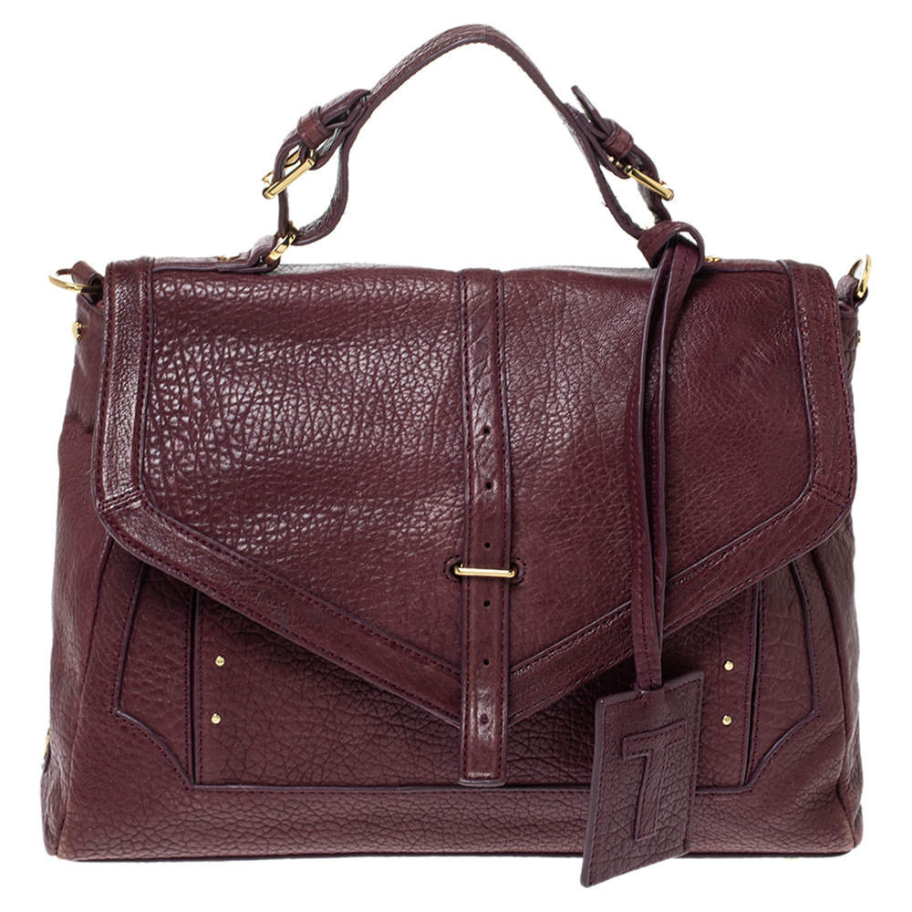 Pre Owned Tory Burch Purple Leather Top Handle Bag