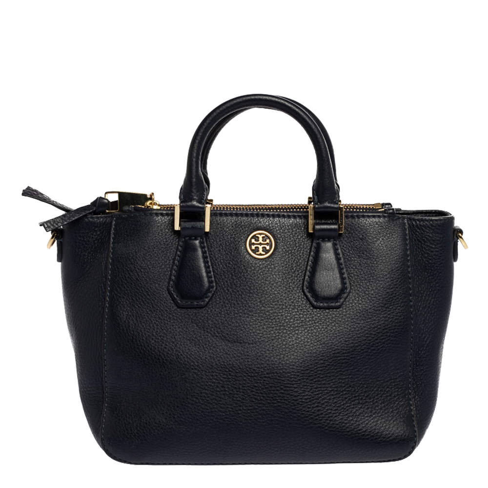 Tory Burch Navy Blue Leather Robinson Double Zip Tote Tory Burch | The ...