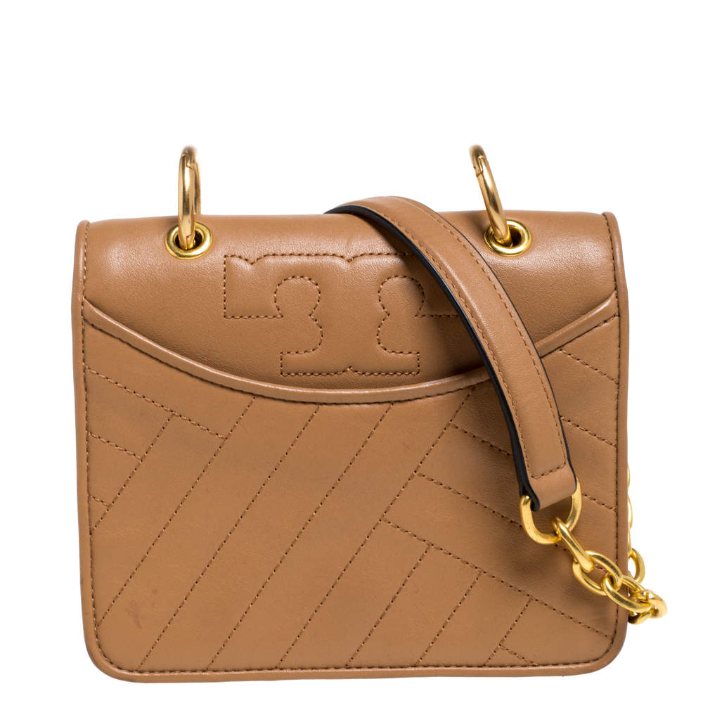 Tory Burch Brown Leather Mini Alexa Shoulder Bag