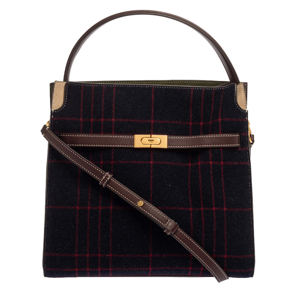 Tory Burch Multicolor Check Wool and Suede Lee Radziwill Top Handle Bag Tory  Burch | TLC