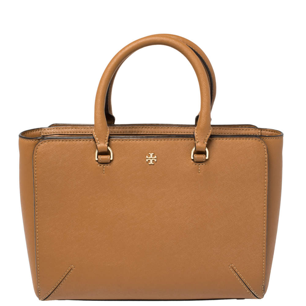 Pre Owned Tory Burch Brown Leather Micro Robinson Tote