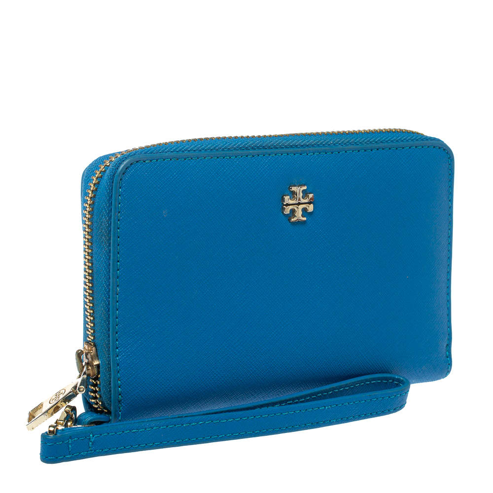 Tory Burch Blue Leather Robinson Zip Around Wristlet Wallet Tory Burch | TLC