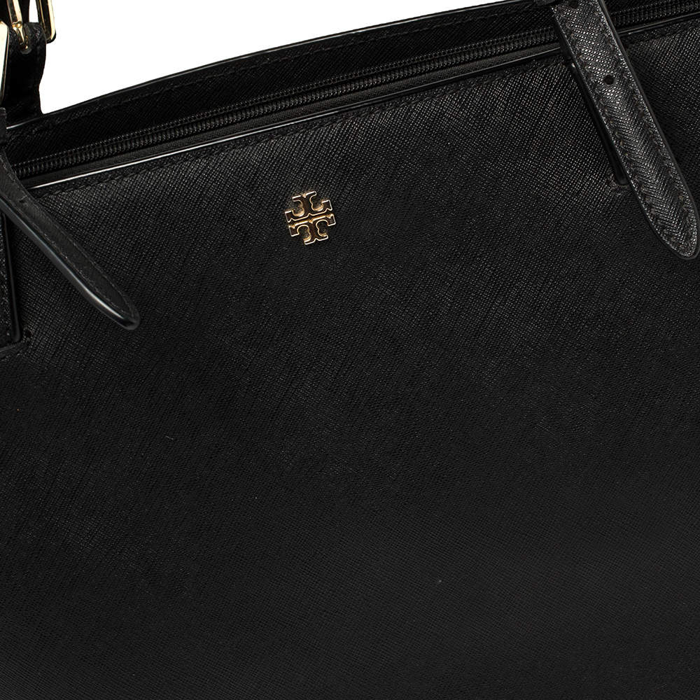 Tory Burch York Small Buckle Leather Tote- Black 31149802-001