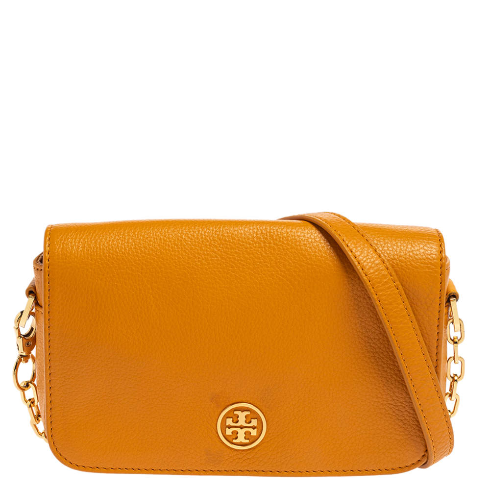 Tory Burch Mustard Leather Robinson Boston Bag Tory Burch