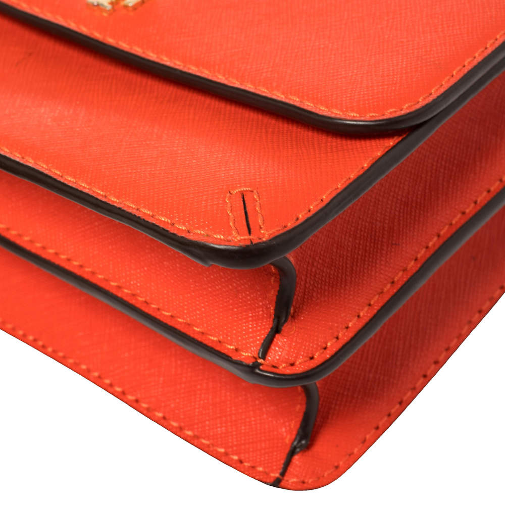 Tory Burch Orange Saffiano Leather Mini Robinson Crossbody Bag Tory Burch