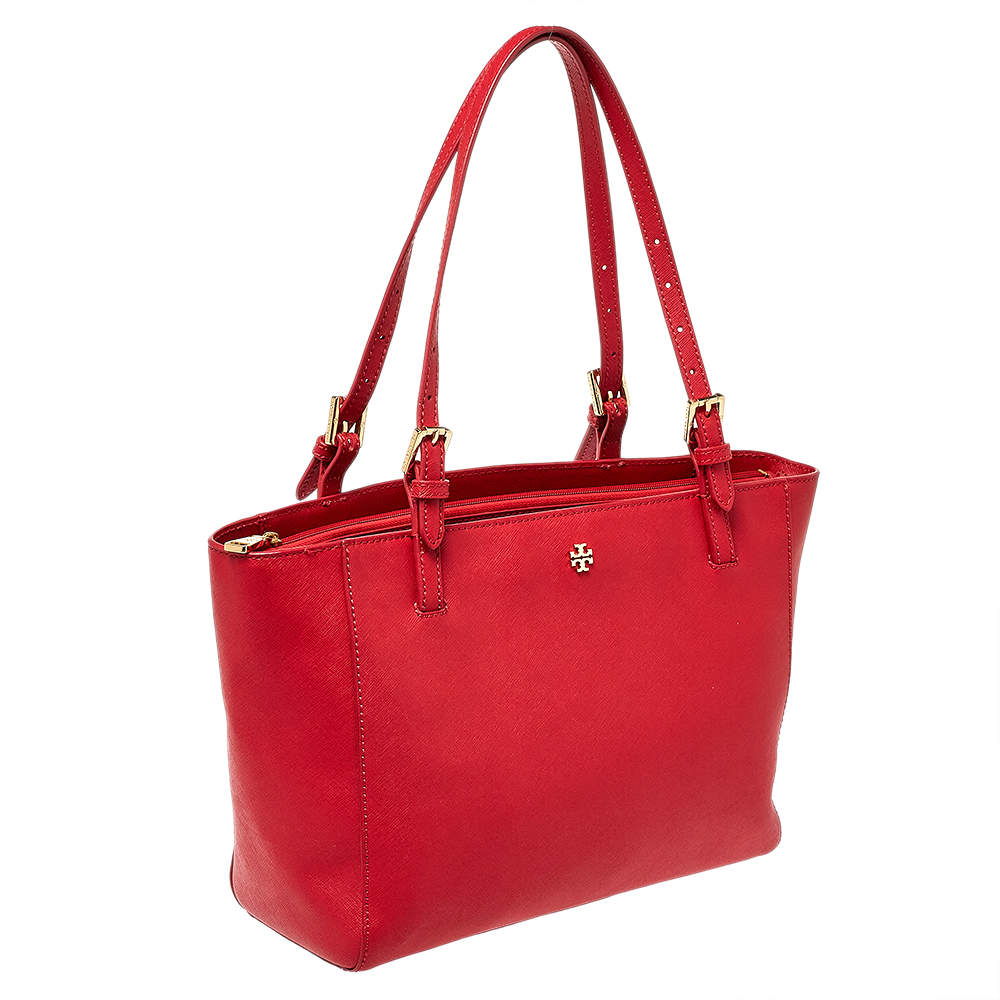 Tory Burch Red Leather York Buckle Tote