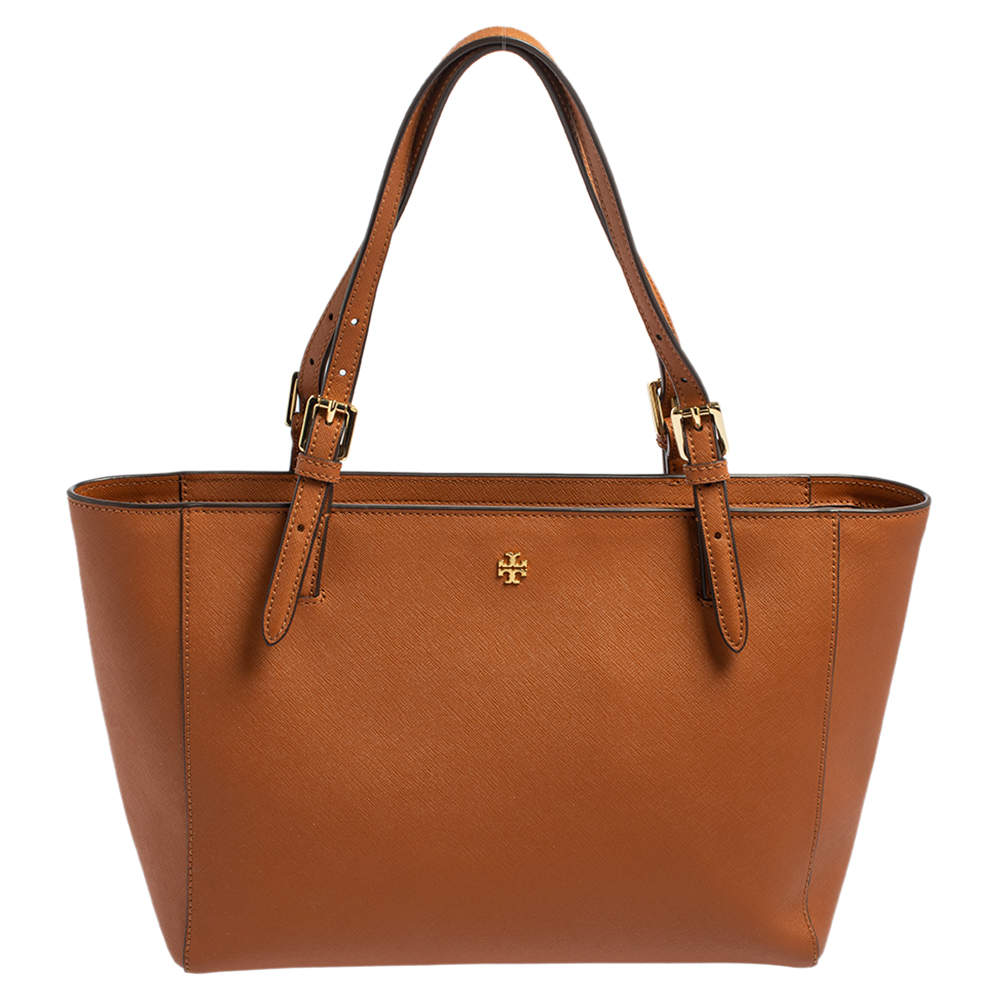 Pre Owned Tory Burch Brown Leather Medium York Buckle Tote
