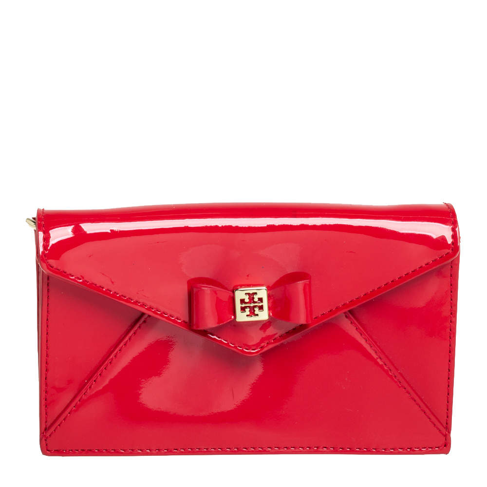 Tory Burch Red Patent Leather Bow Wallet On Chain Tory Burch | TLC