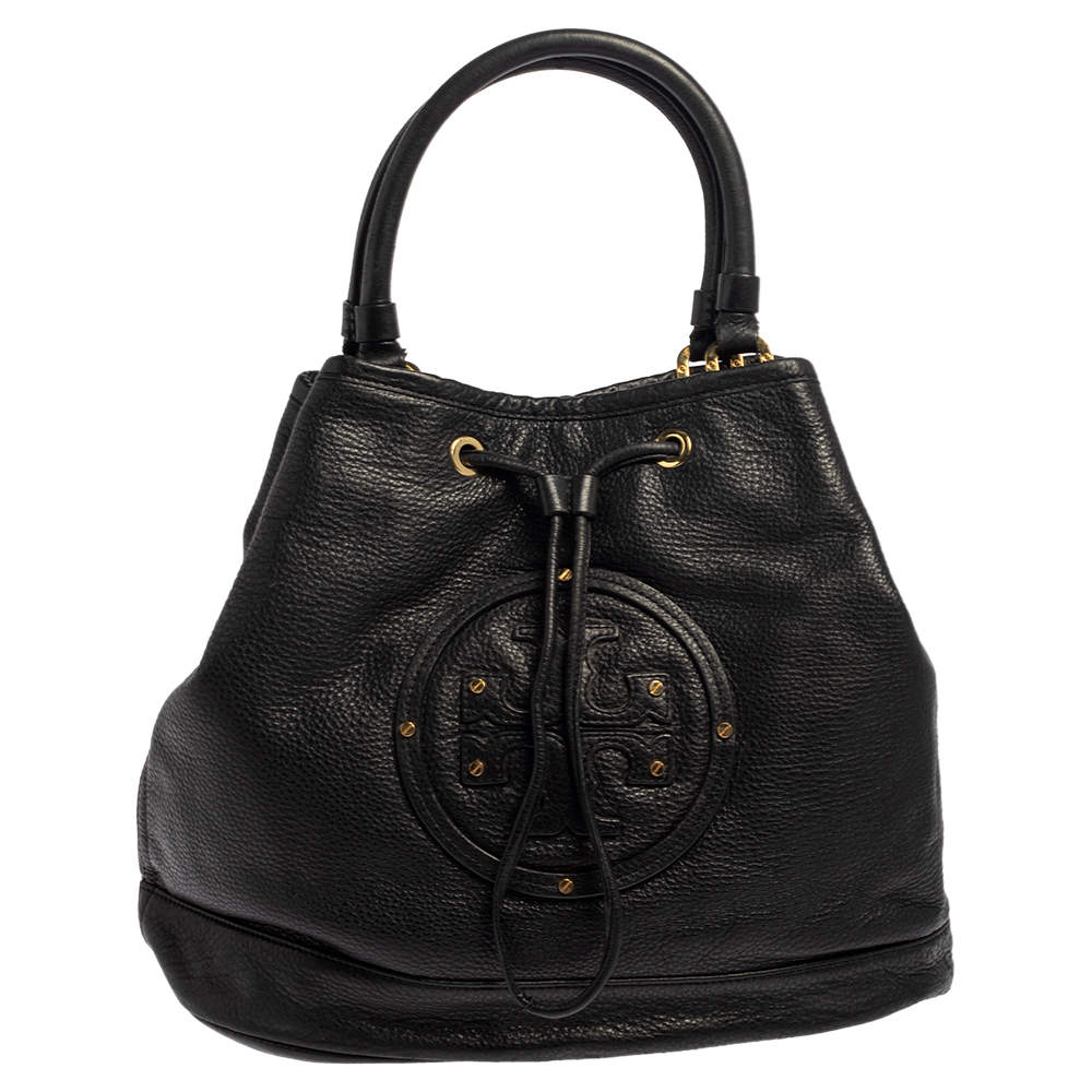 Pre Owned Tory Burch Black Leather Maisey Shopper Hobo