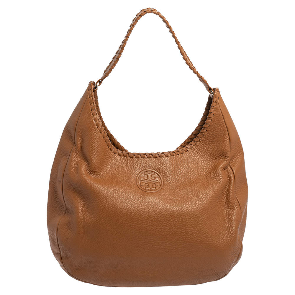 Pre Owned Tory Burch Tan Leather Marion Hobo