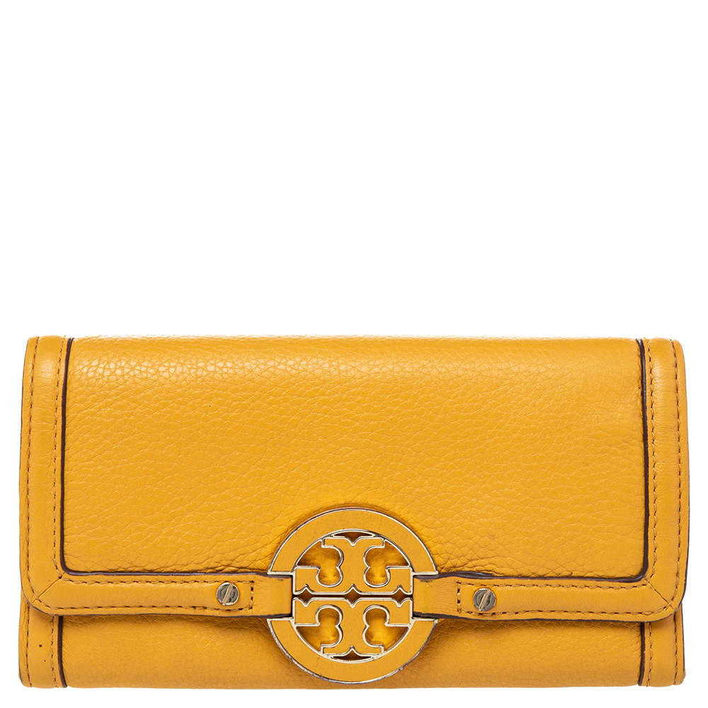 Tory Burch Yellow Leather Amanda Envelope Continental Wallet