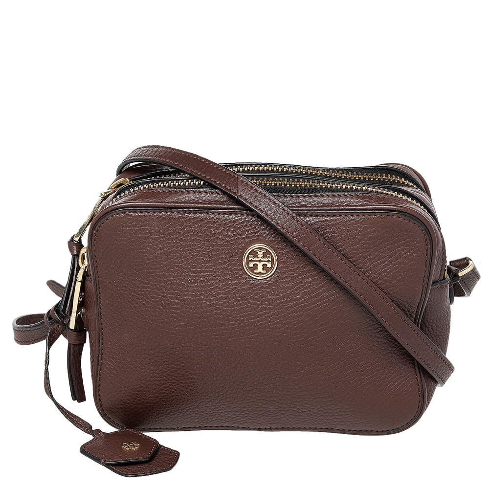 Double zip leather crossbody bag Louis Vuitton Brown in Leather - 28553392