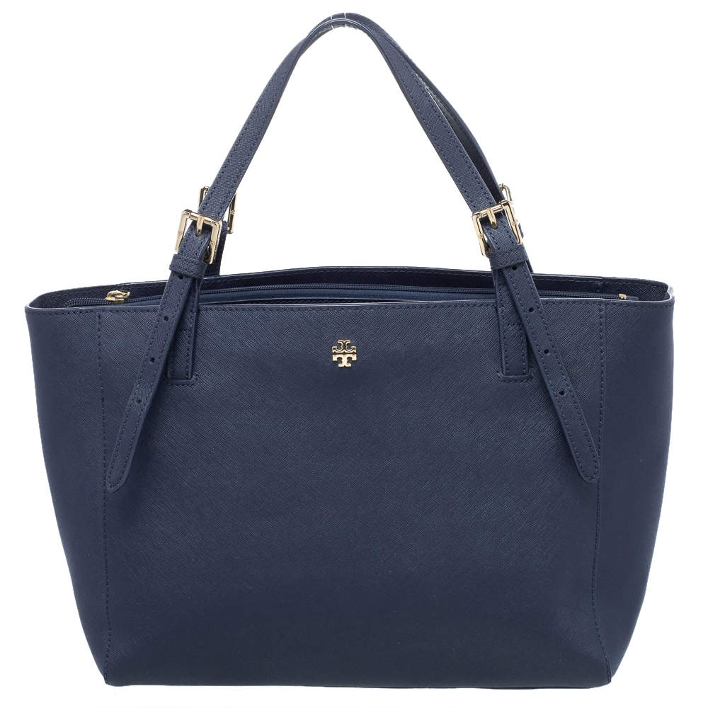 مملوكة مسبقًا Tory Burch Blue Leather Medium York Buckle Tote