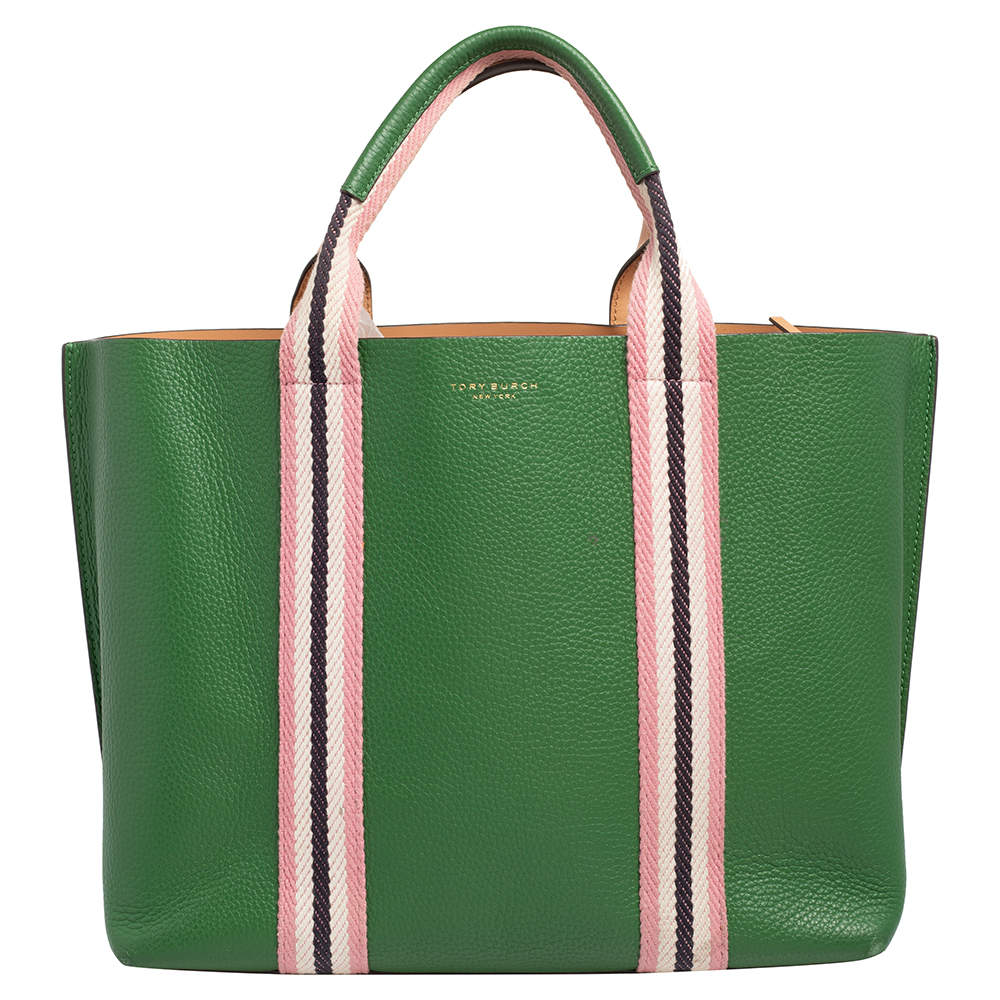 Tory Burch Perry Multi-stripe Triple-compartment Tote in Red