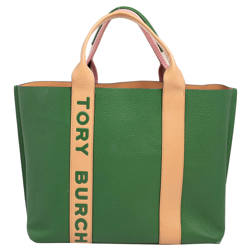 Tory Burch Perry Embossed Tote Bag in Green