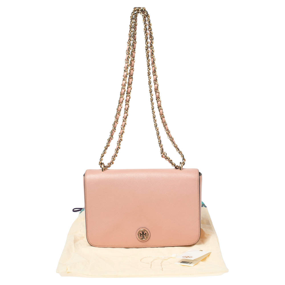 Tory Burch Handbag Robinson Small Double Zip Tote 46331 Light Pink Leather  Shoulder Bag Ladies TORY BURCH