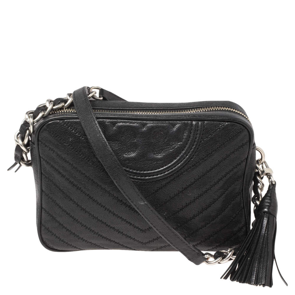 مملوكة مسبقًا Tory Burch Black Leather Alexa Camera Crossbody Bag