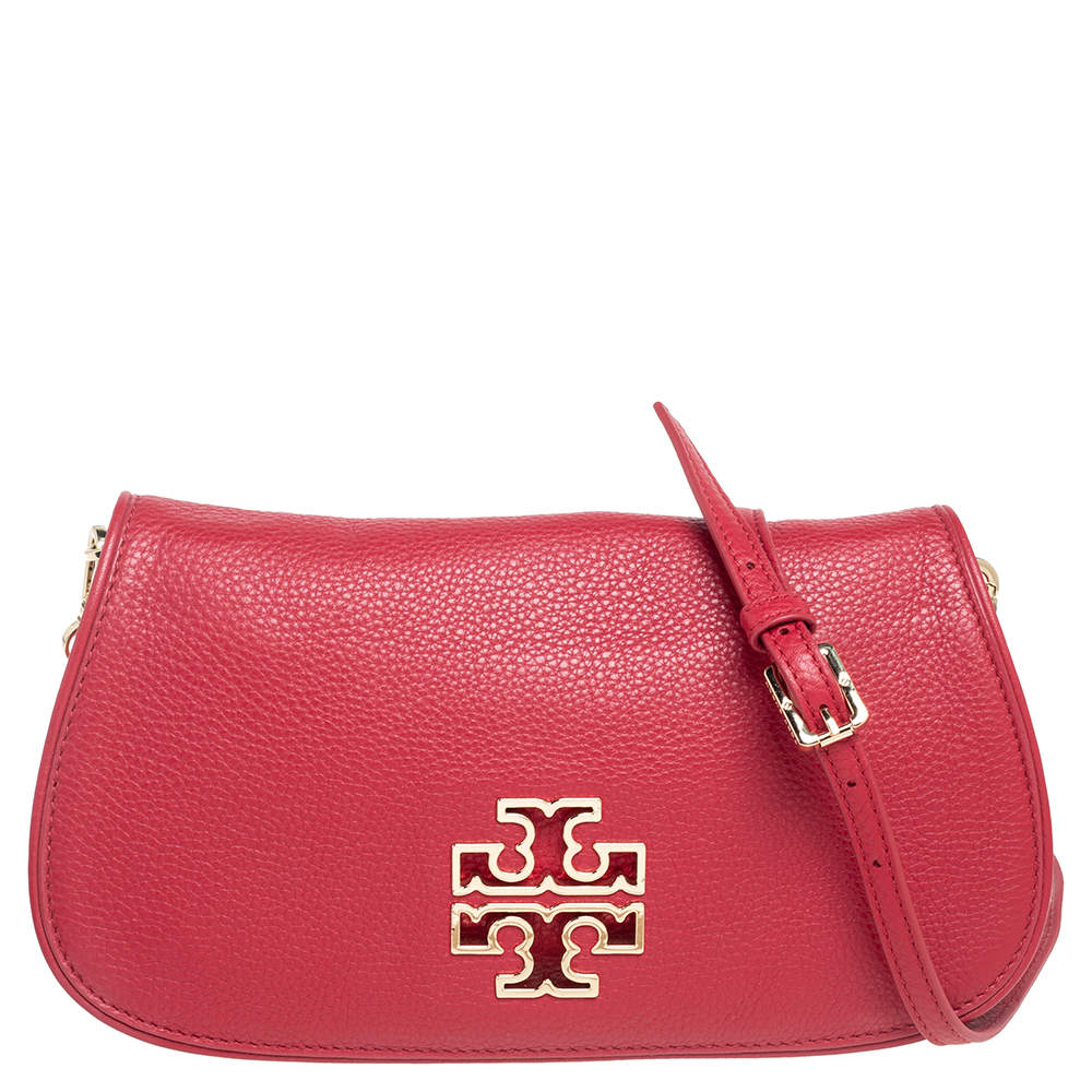 Pre Owned Tory Burch Red Leather Britten Shoulder Bag