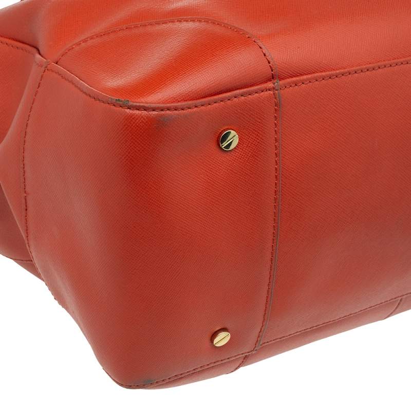 Tory Burch Robinson Small Double Zip Tote Poppy Orange Red