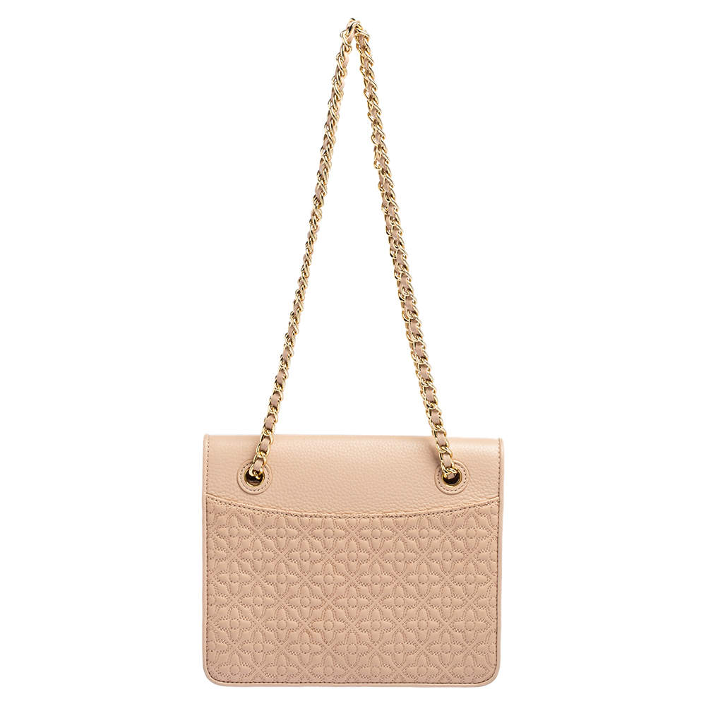 Tory Burch Pale Pink Floral Quilted Leather Bryant Medium Crossbody Bag ...