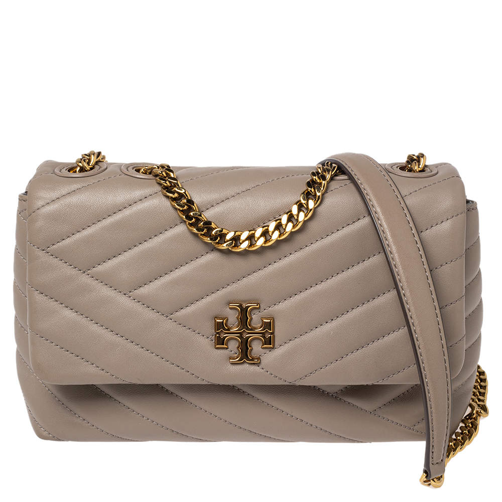 Tory Burch Grey Quilted Leather Kira Crossbody Bag