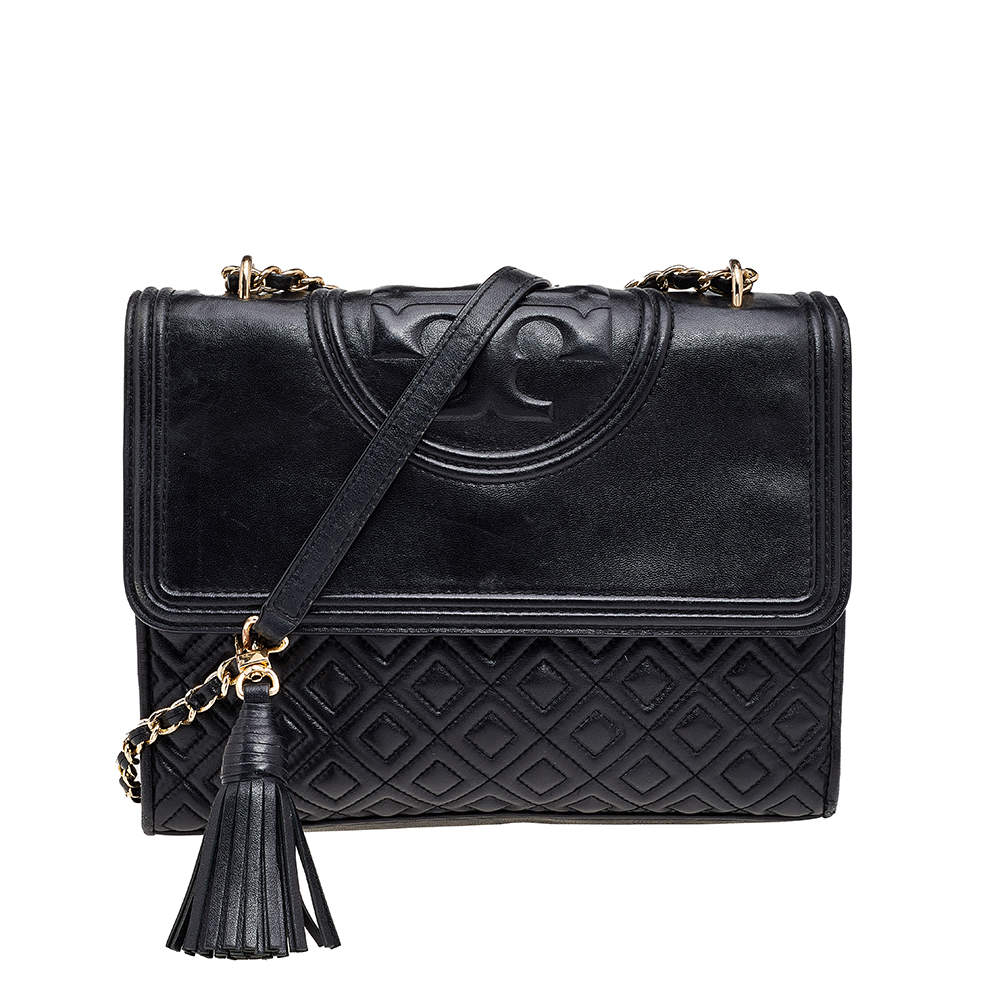 Pre Owned حقيبة كتف توري برش فليمينغ جلد مبطن