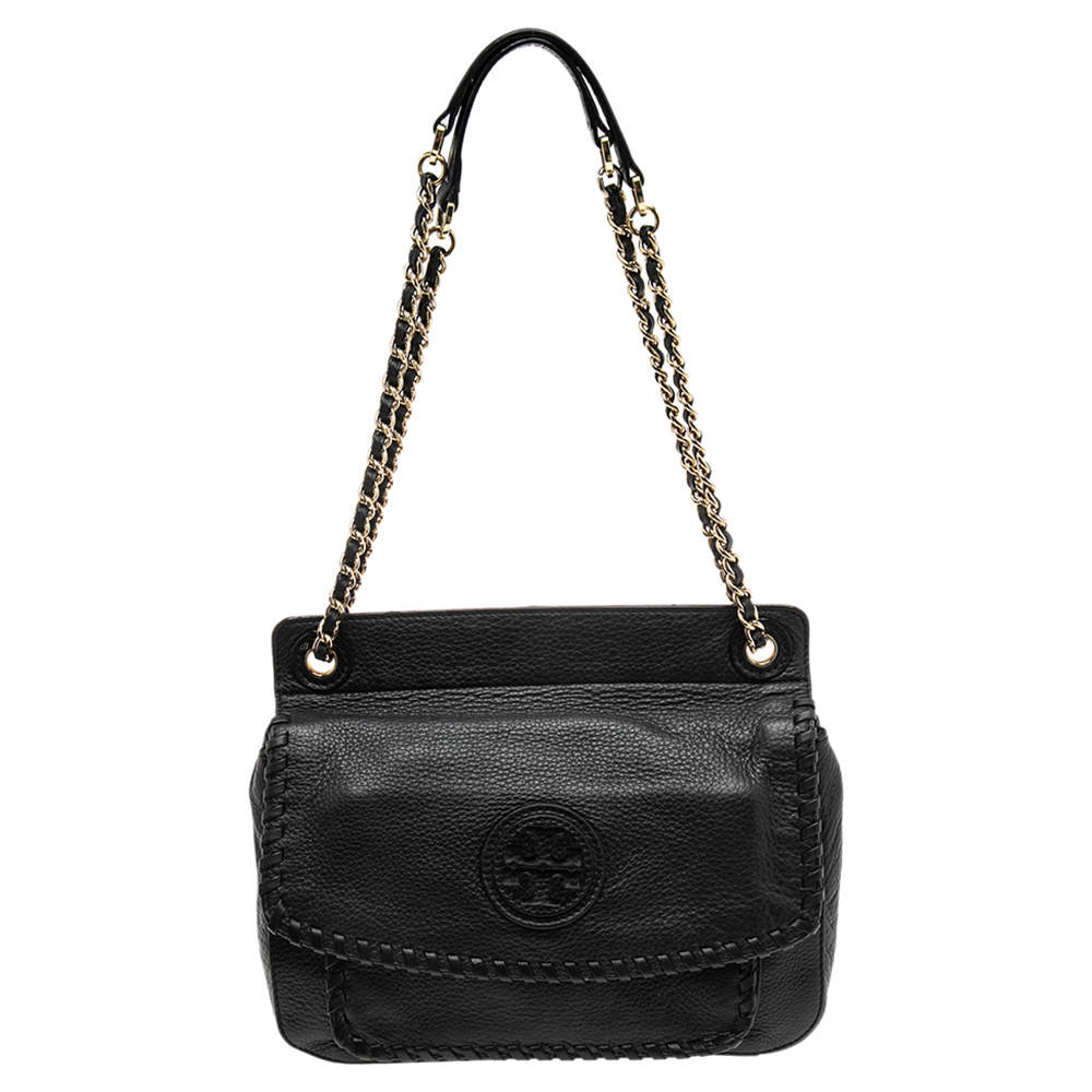 Tory Burch Black Leather Flap Shoulder Bag Tory Burch The Luxury Closet