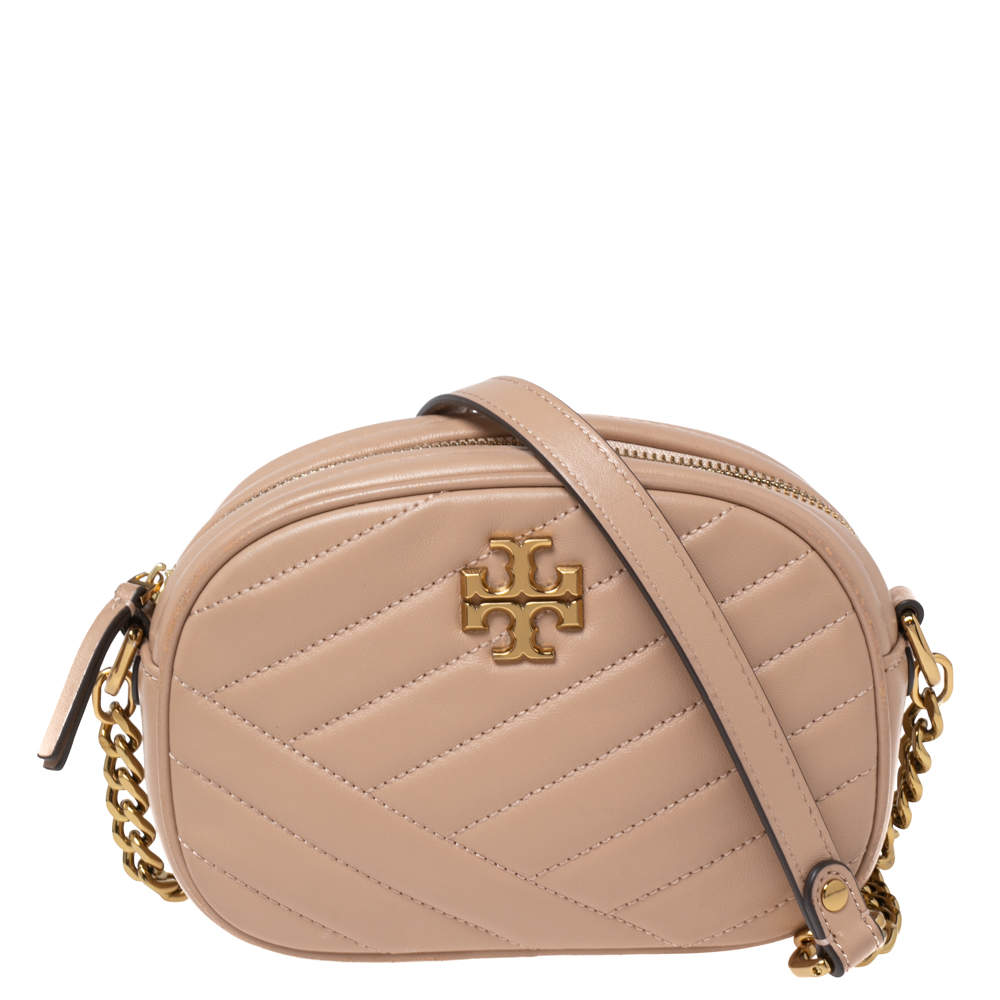 Pre Owned Tory Burch Beige Quilted Leather Small Kira Camera Bag