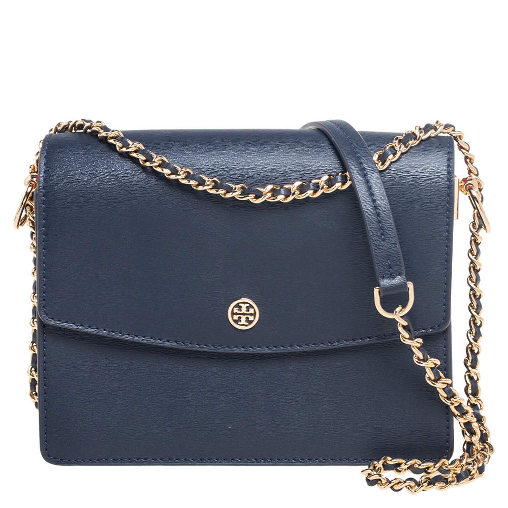 Tory Burch Navy Blue Leather Robinson Shoulder Bag Tory Burch | TLC