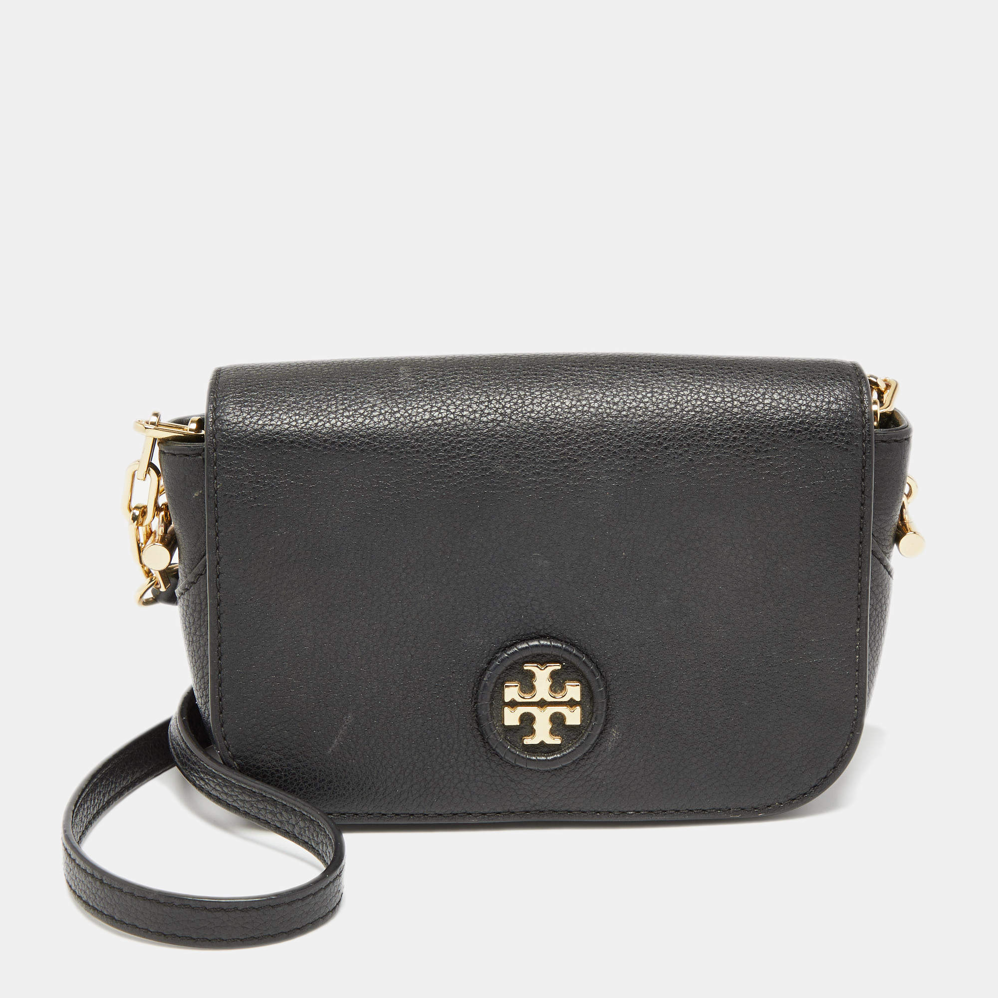 Pre Owned Tory Burch Black Leather Crossbody Bag