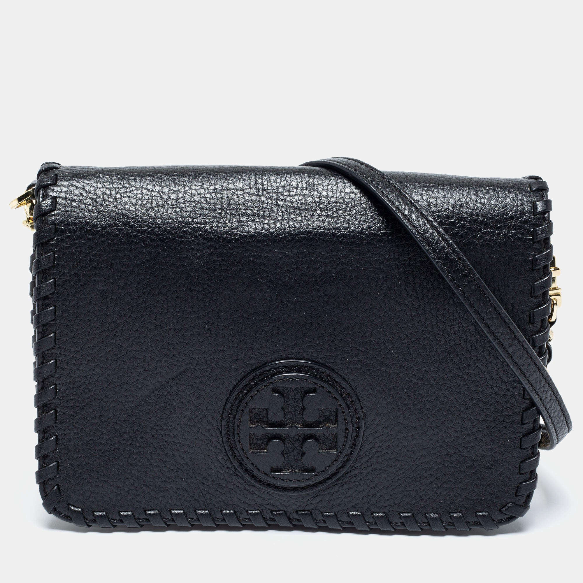 Tory Burch Black Leather Marion Combo Crossbody Bag Tory Burch The