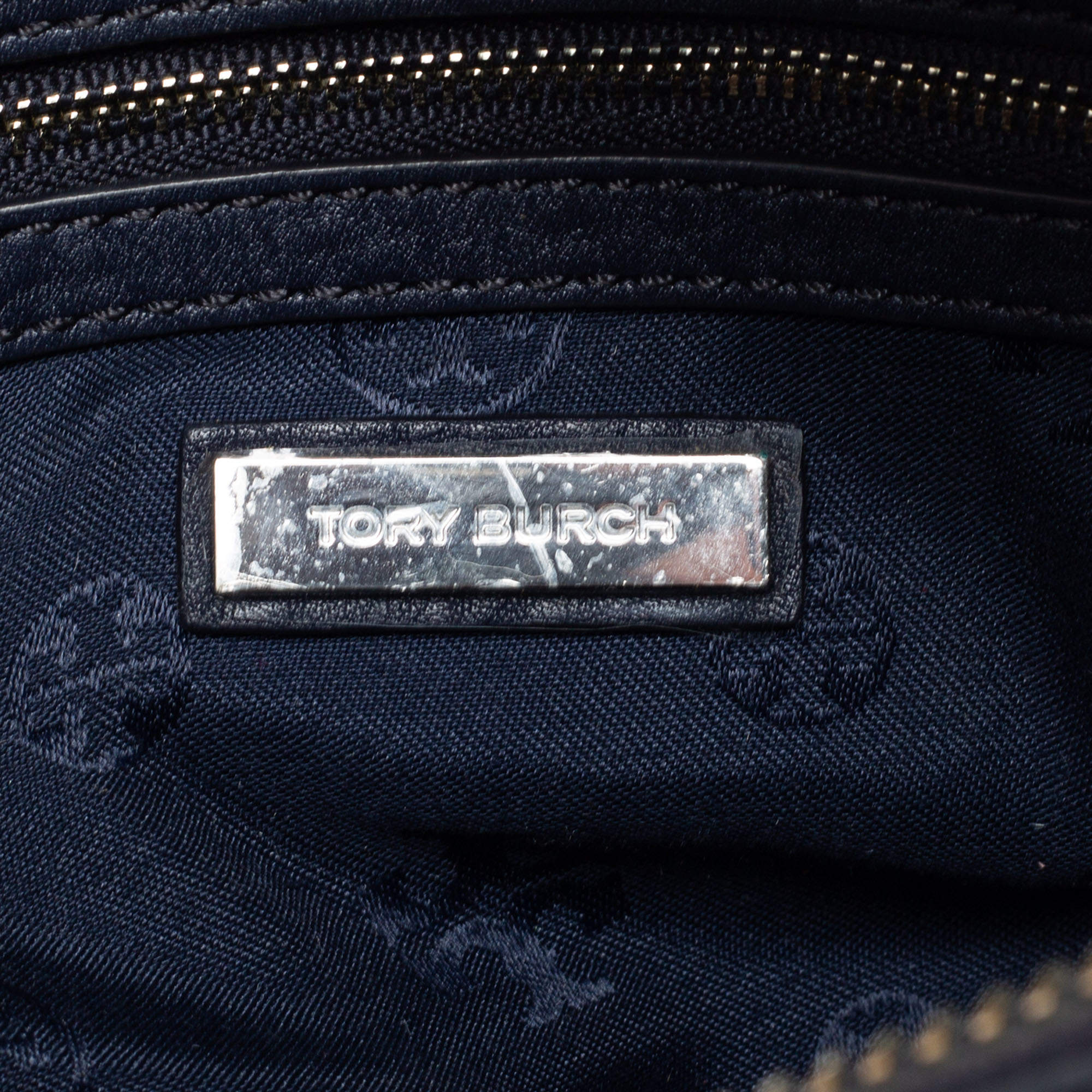 Tory Burch Navy Blue Pebbled Leather Mini Robinson Middy Satchel Tory Burch