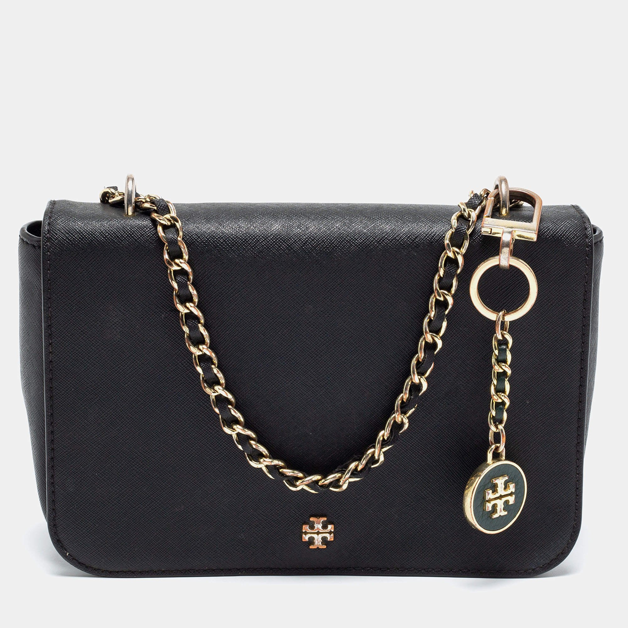 Pre Owned Tory Burch Black Leather Robinson Shoulder Bag