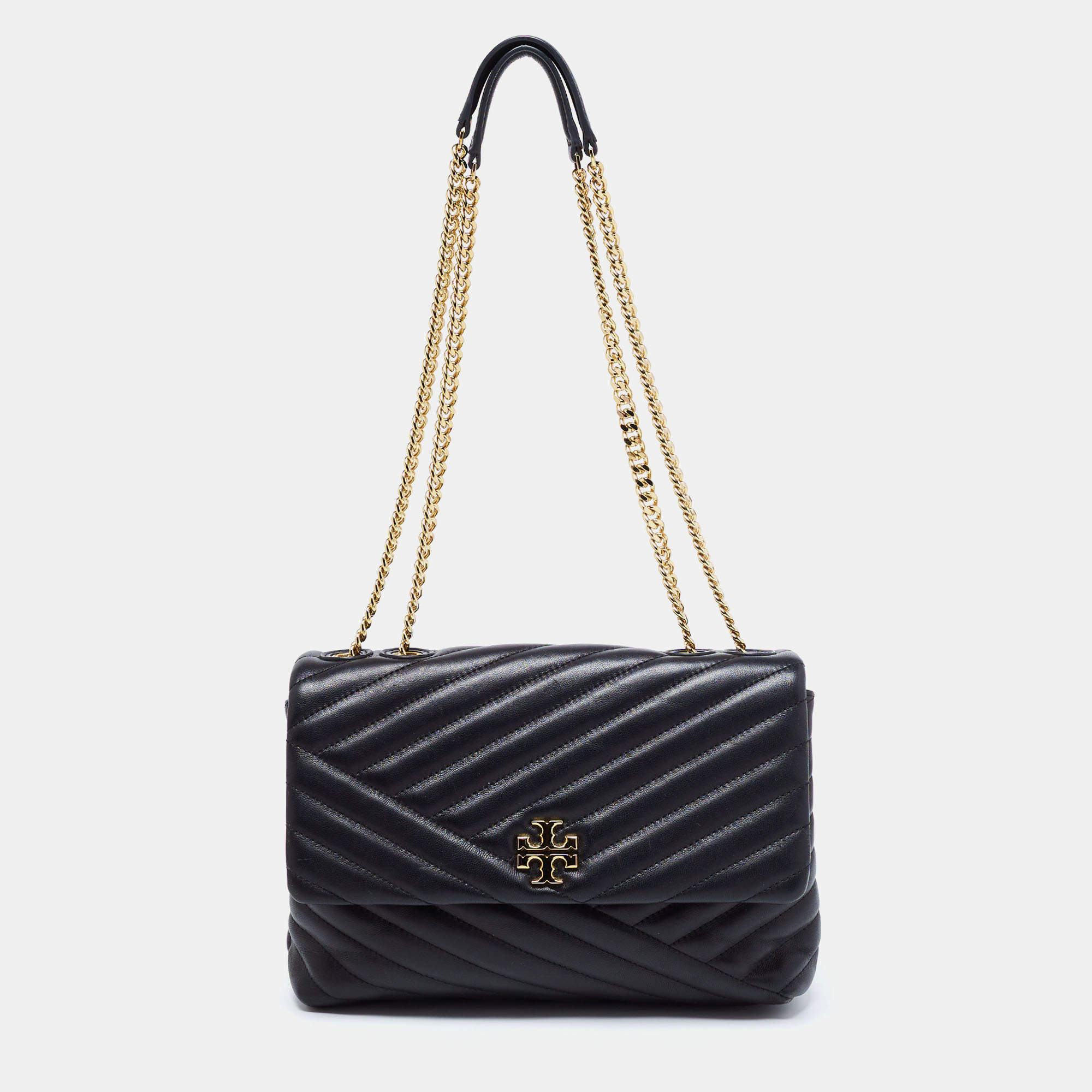 Pre Owned Tory Burch Black Quilted  Leather Kira Shoulder Bag