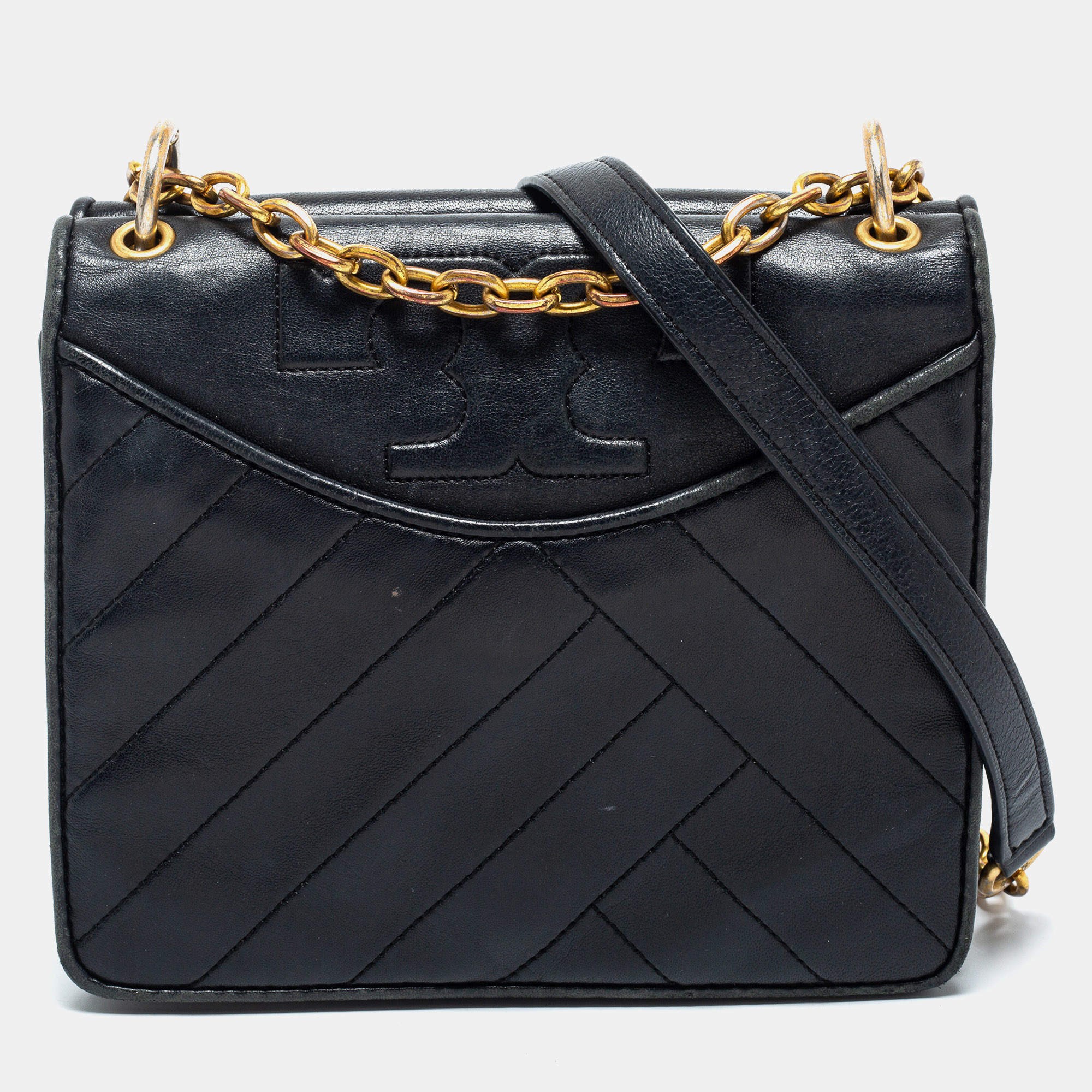 Pre Owned Tory Burch Black Leather Alexa Shoulder Bag