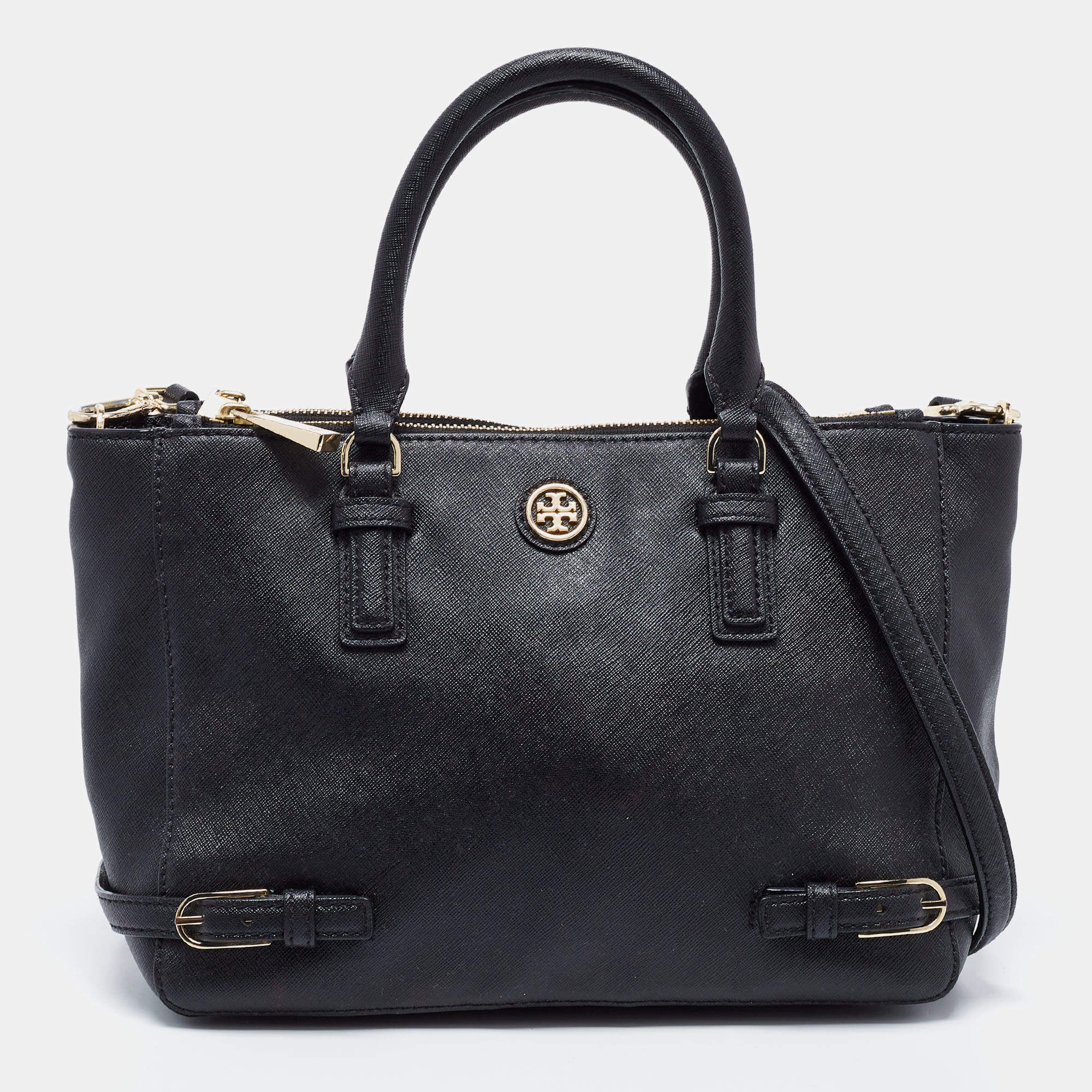 Tory Burch Black Leather Small Robinson Tote Tory Burch | The Luxury Closet