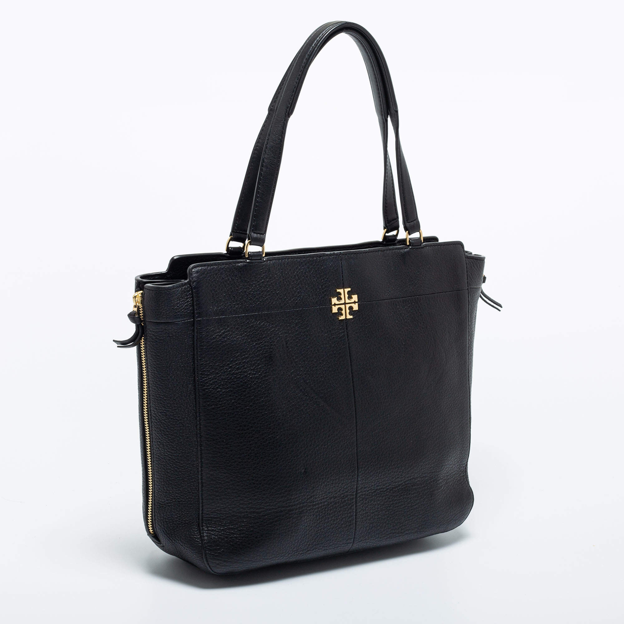 Tory Burch Black Textured Leather Ivy Side Zip Tote Tory Burch | TLC