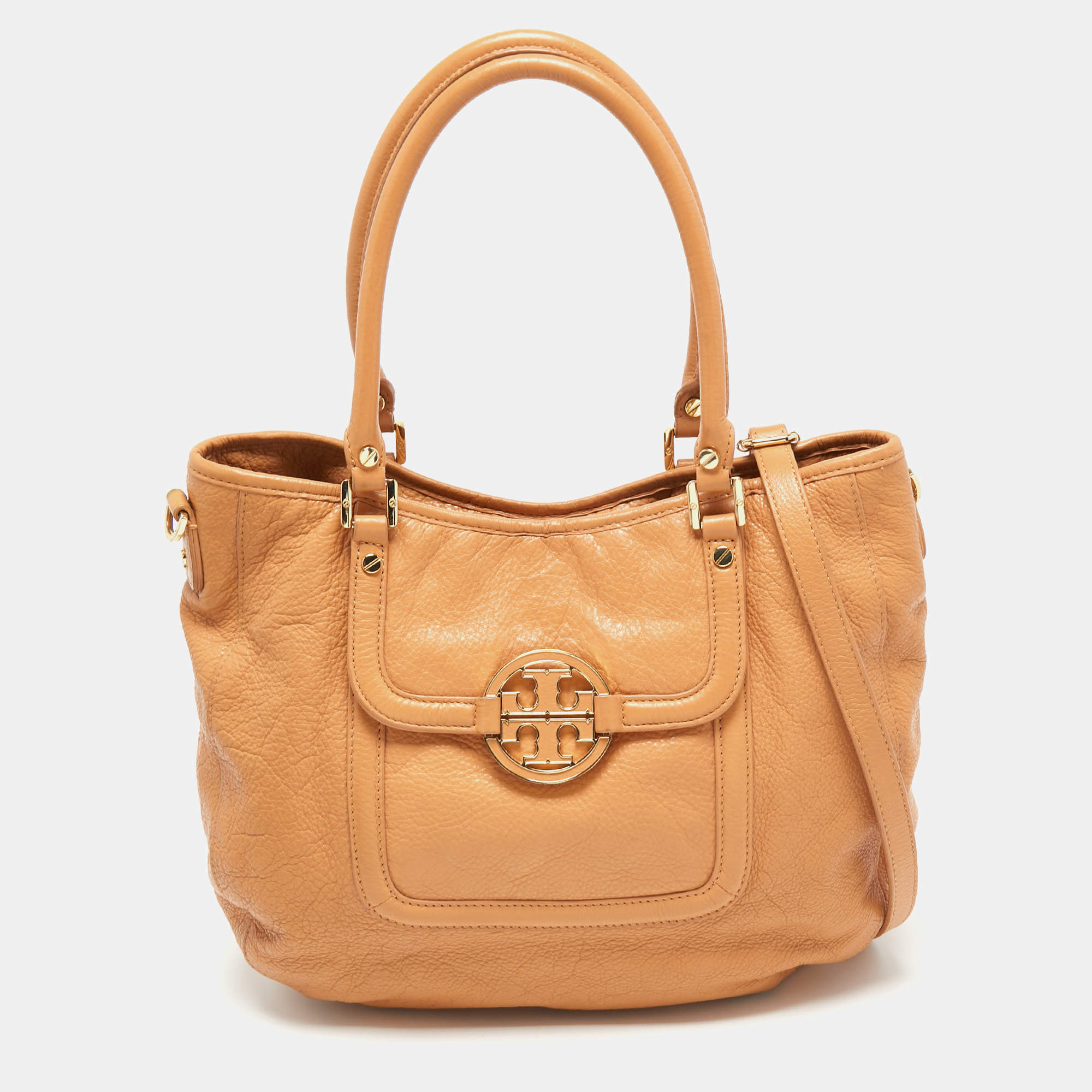 Pre Owned Tory Burch Beige Leather Amanda Tote