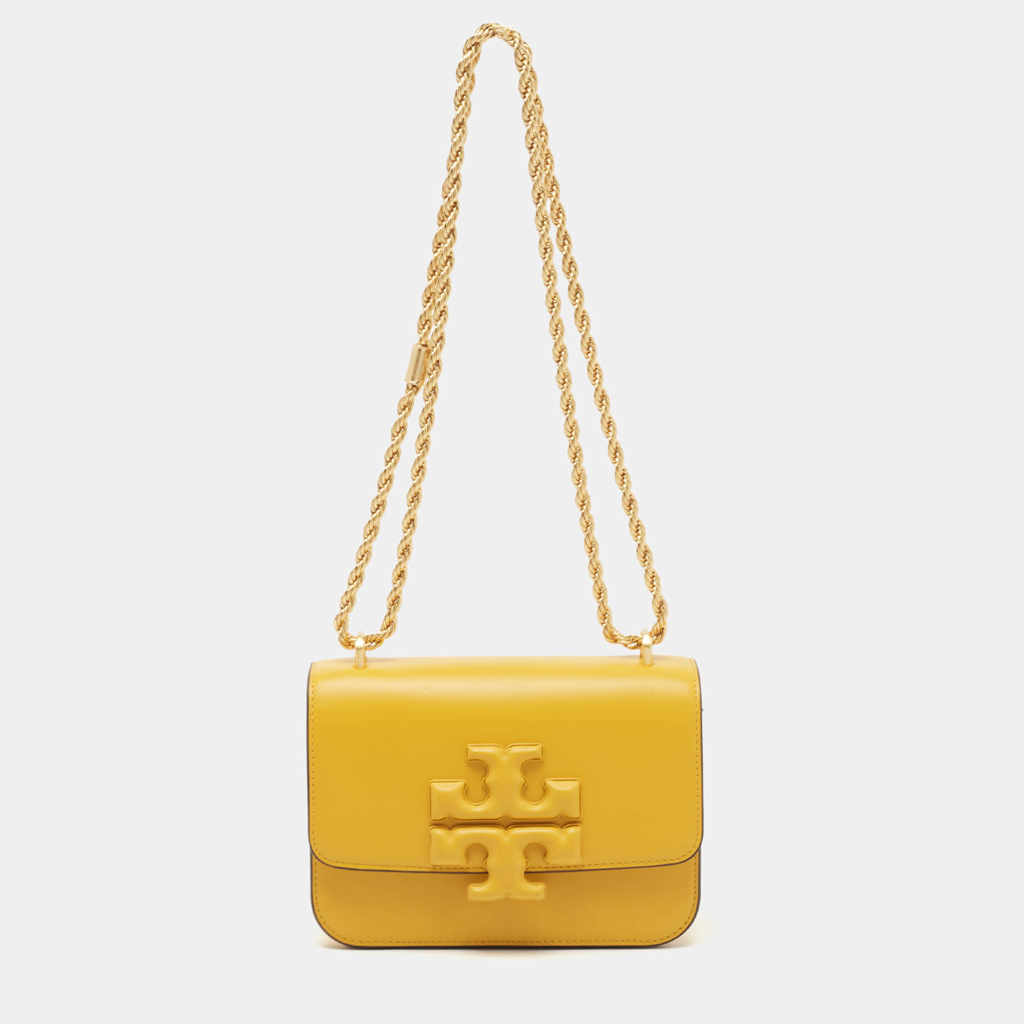 Pre Owned Tory Burch Mustard Leather Eleanor Small Chain Shoulder Bag