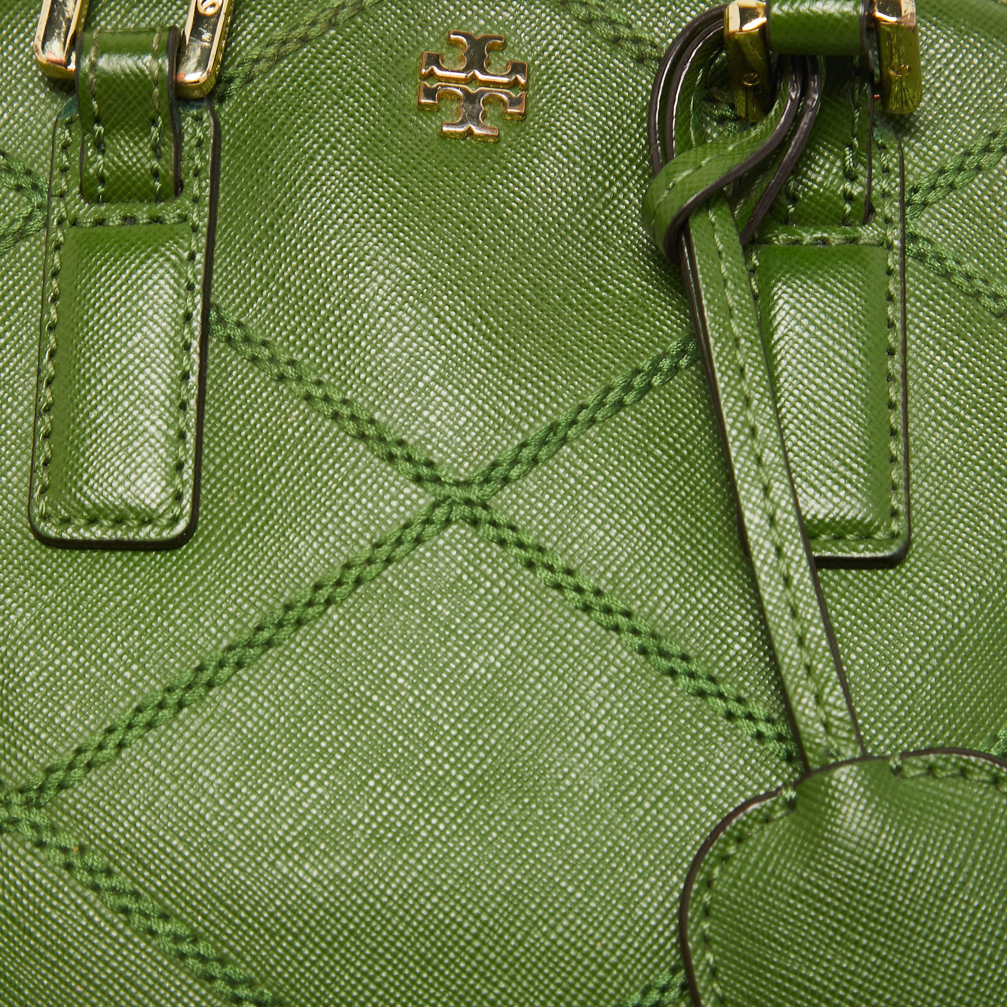 Tory Burch Green Wildstitch Quilted Leather Robinson Dome Satchel Tory Burch