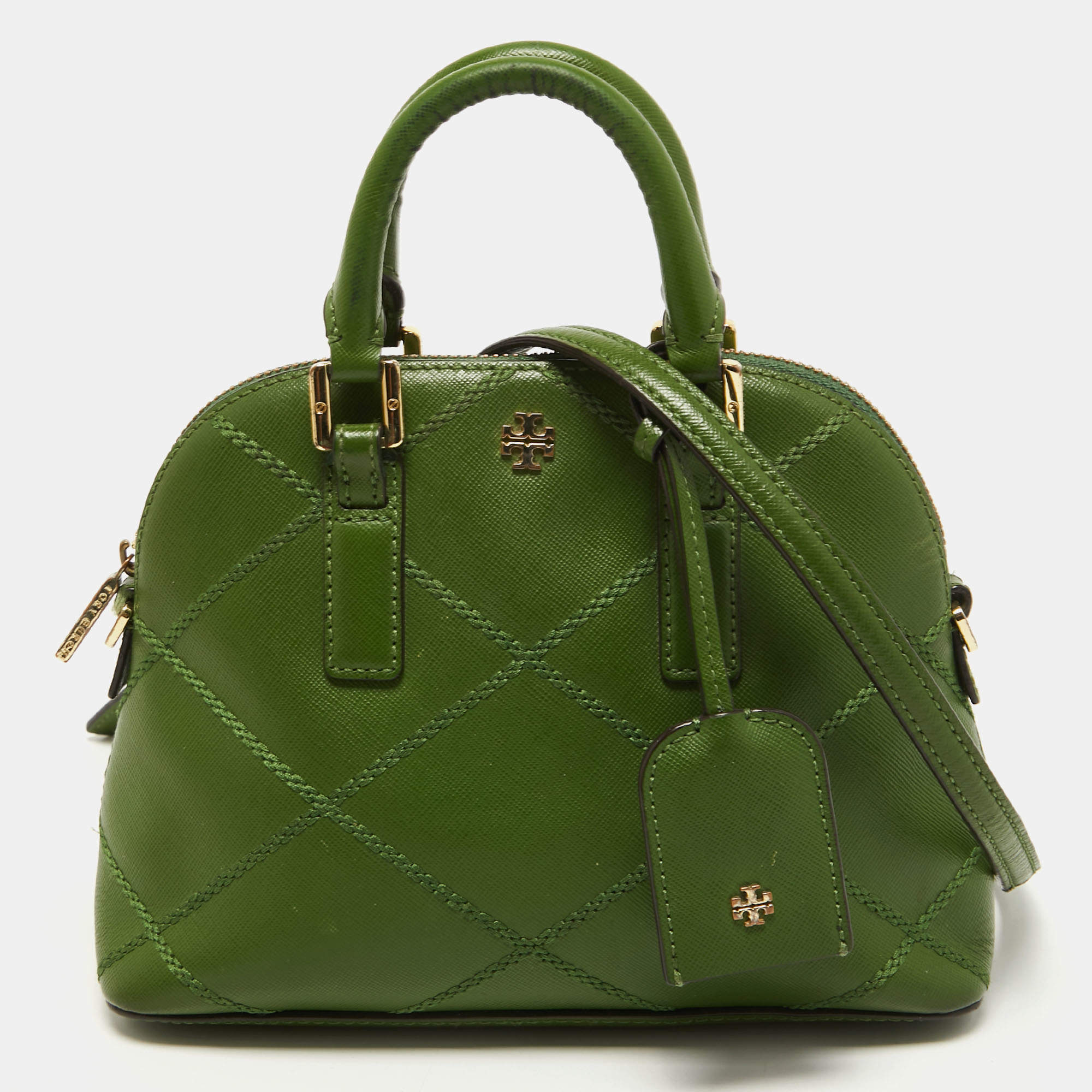 Tory Burch Green Wildstitch Quilted Leather Robinson Dome Satchel Tory Burch  | TLC